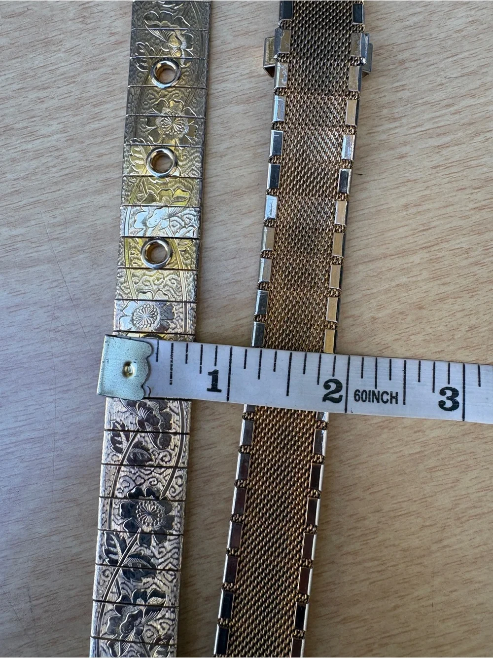 Vintage Gold-Toned Floral Engraved Metal Link Belt